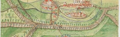 Pen-and-ink drawing of Vischering Castle, 1580