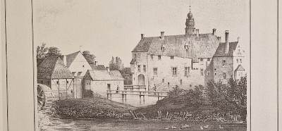 Lithografie, Ansicht der Burg Vischering, 1837