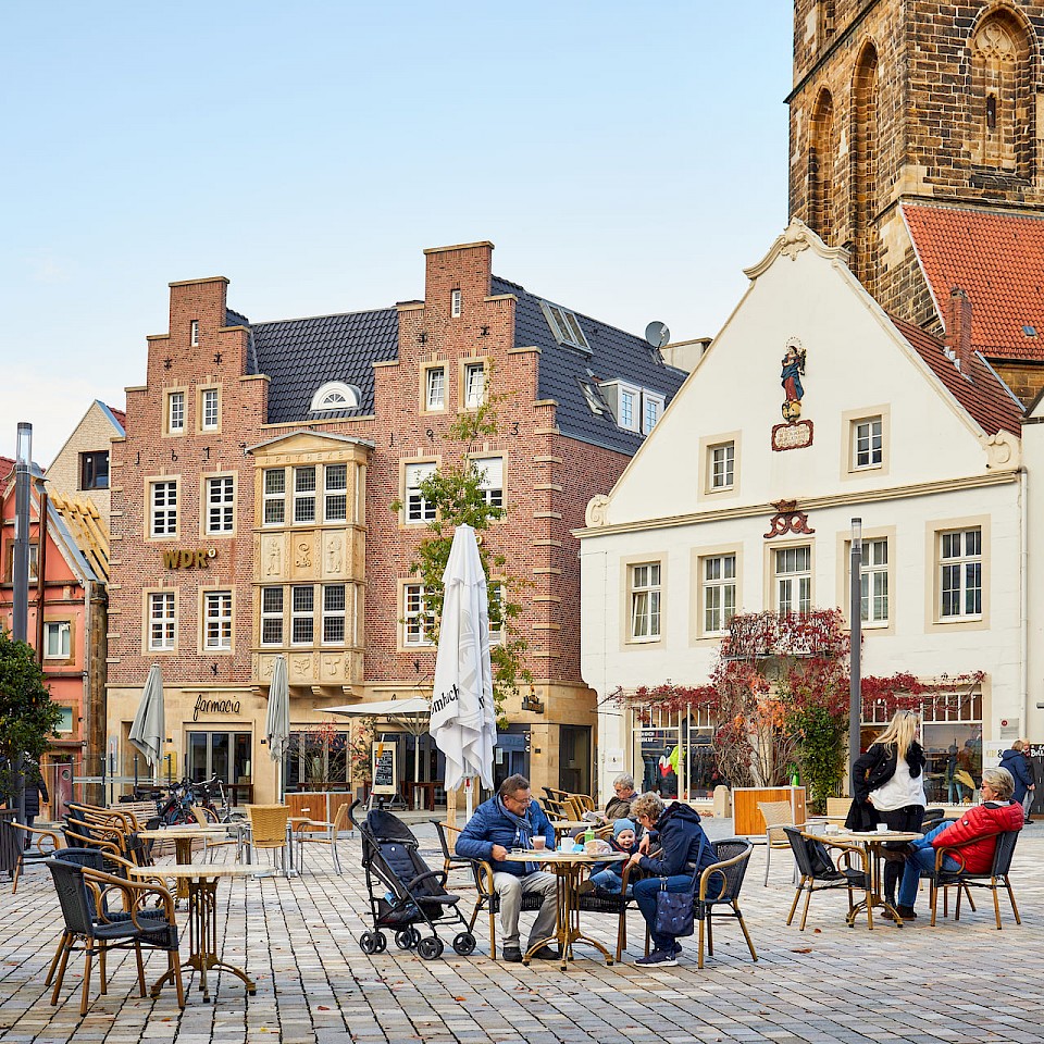 Blick auf den Marktplatz von Rheine im Münsterland